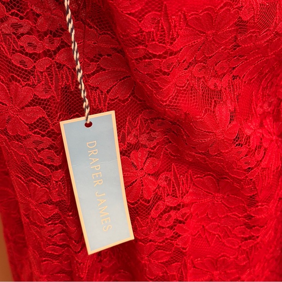 NWT Draper James Womens XXL Red Long Sleeve Dress Lace Overlay Holiday Neck Tie - Picture 13 of 14